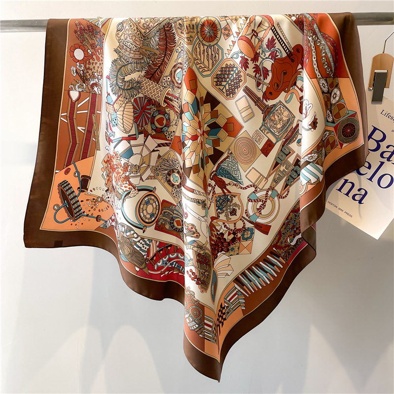 Silk Scarf Square - Jedwabna apaszka damska w kwadraty z
