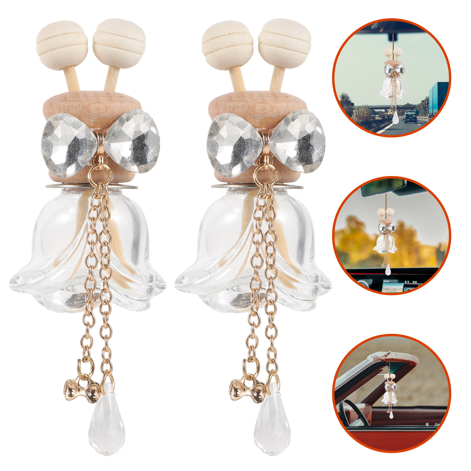 Women Accessories Outlet - 2 szt. szklanych butelek na odświeżacz