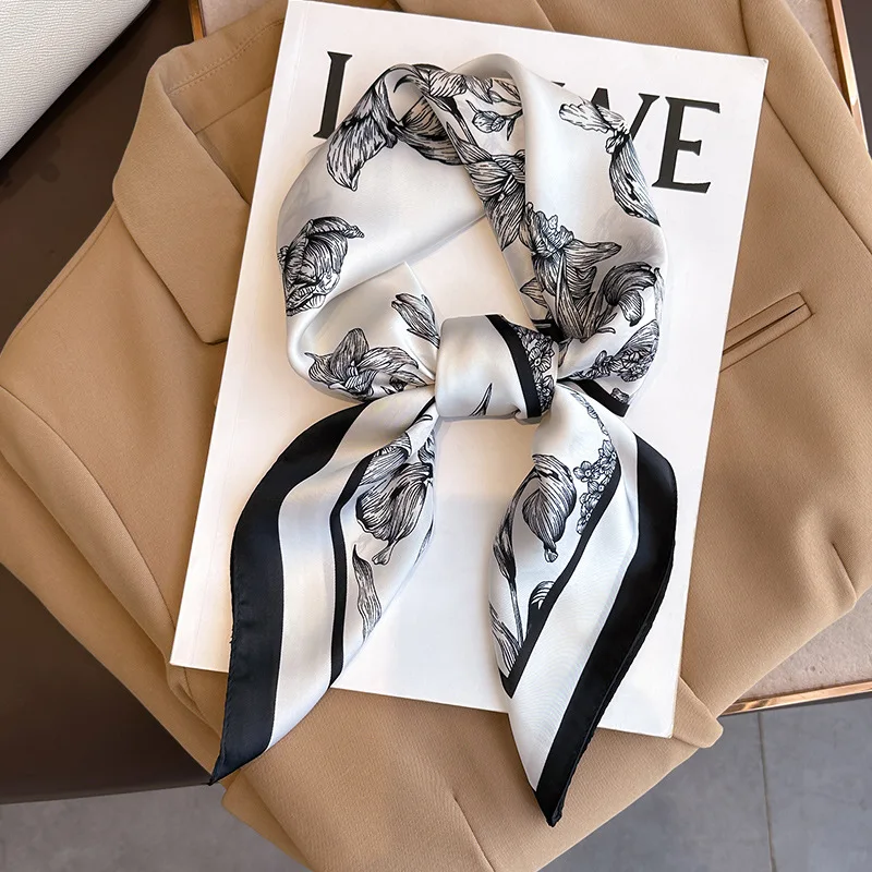 Silk Scarf Square - 70*70cm luksusowy kwiatowy nadruk jedwabny kwadratowy