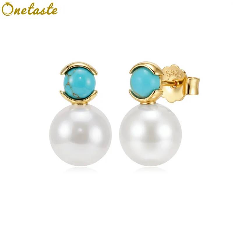 Statement Earrings Oversized - Duże kolczyki sztyfty z turkusem i