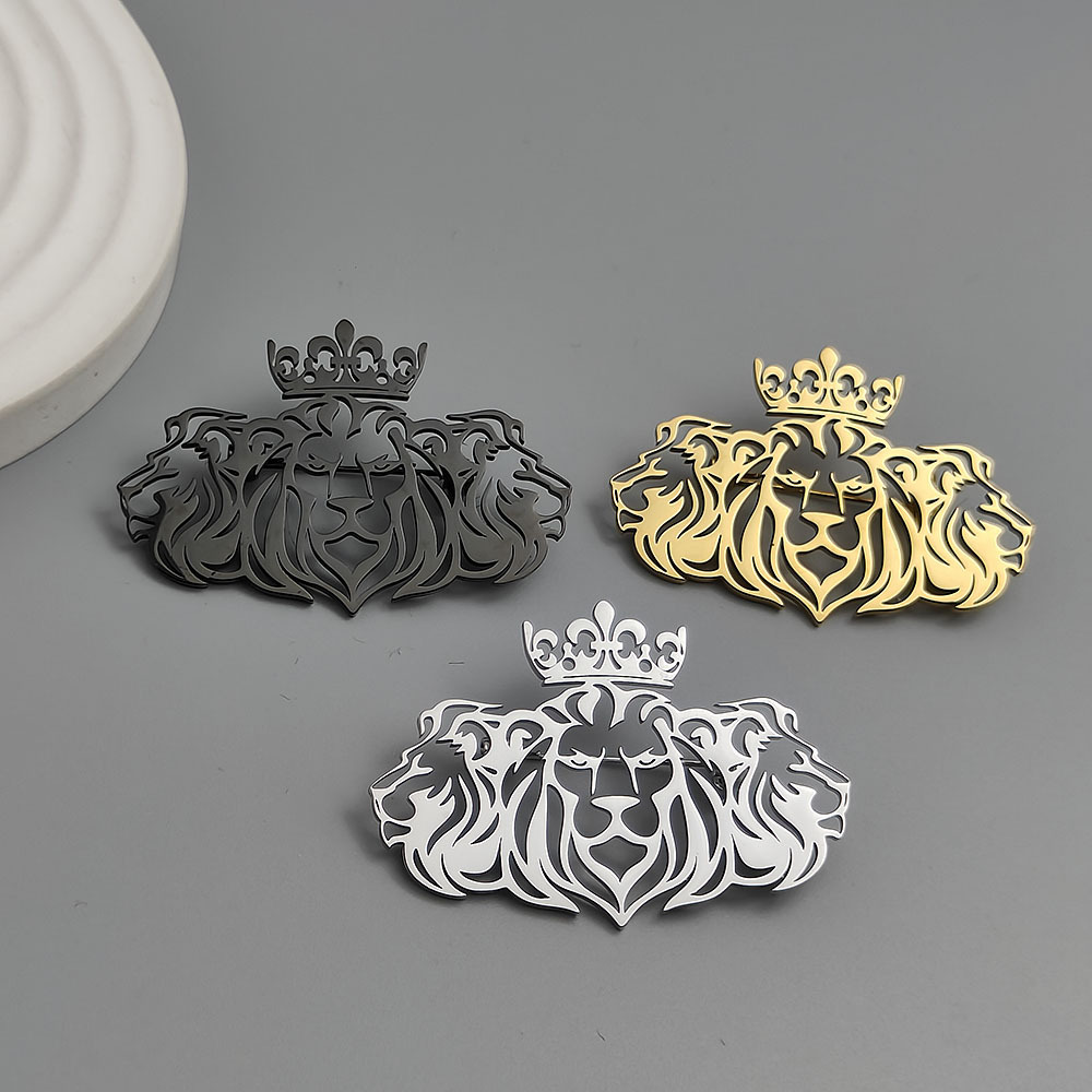 Broszka z głową lwa, ażurowa,  – Brooch Pin Gold recenzja i cena
