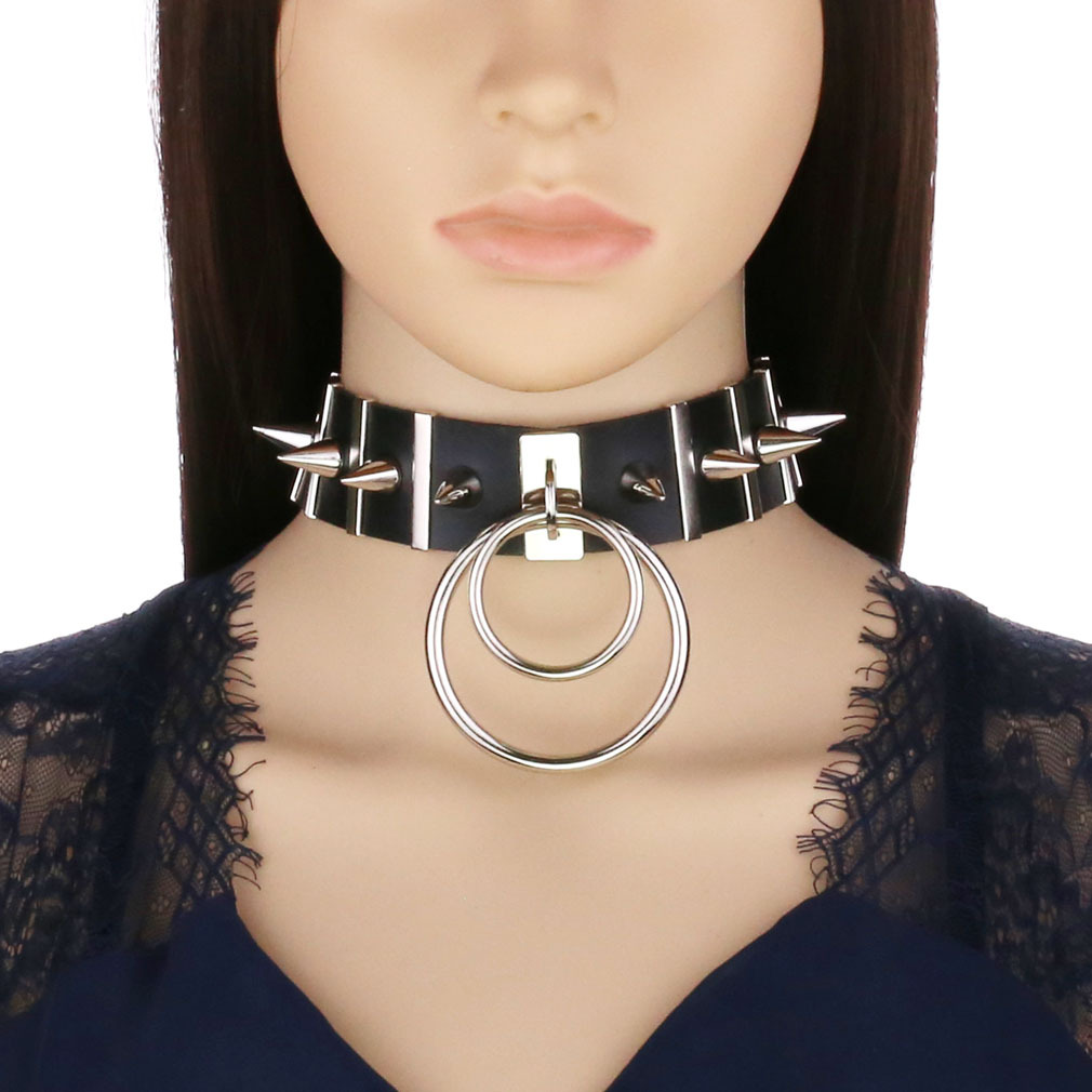 Duże kolce Choker skórzana obr – Women'S Emo Accessories recenzja i cena